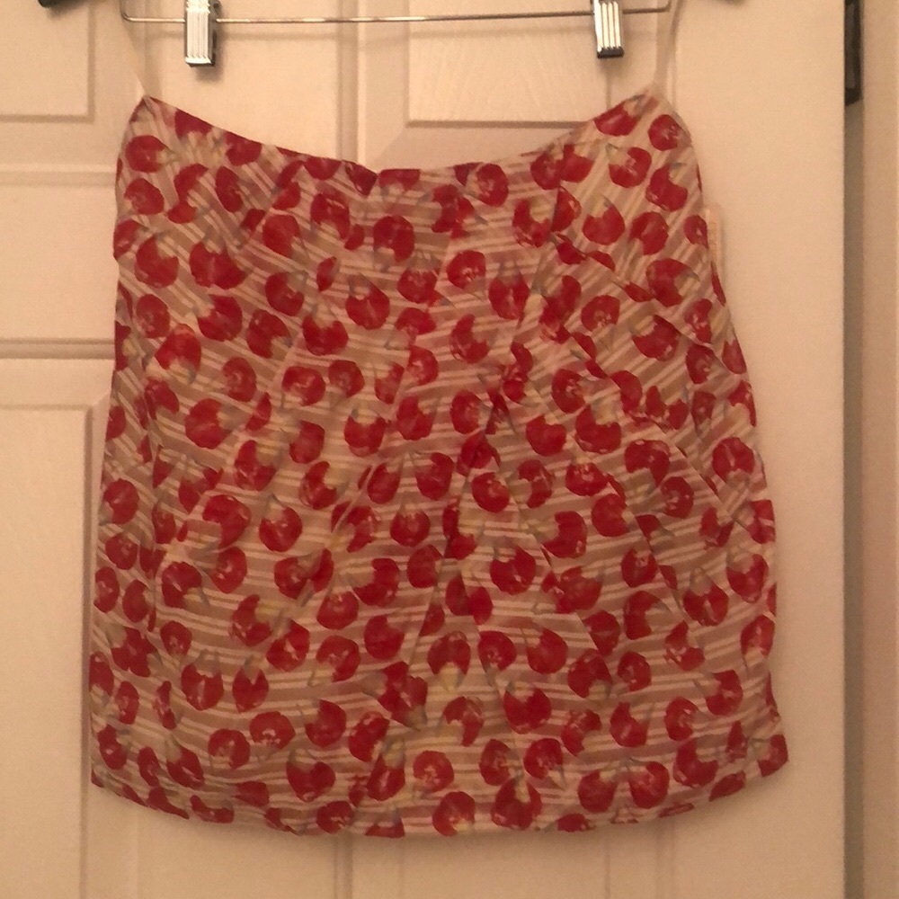 Anthropologie rose-petal silk & cotton miniskirt